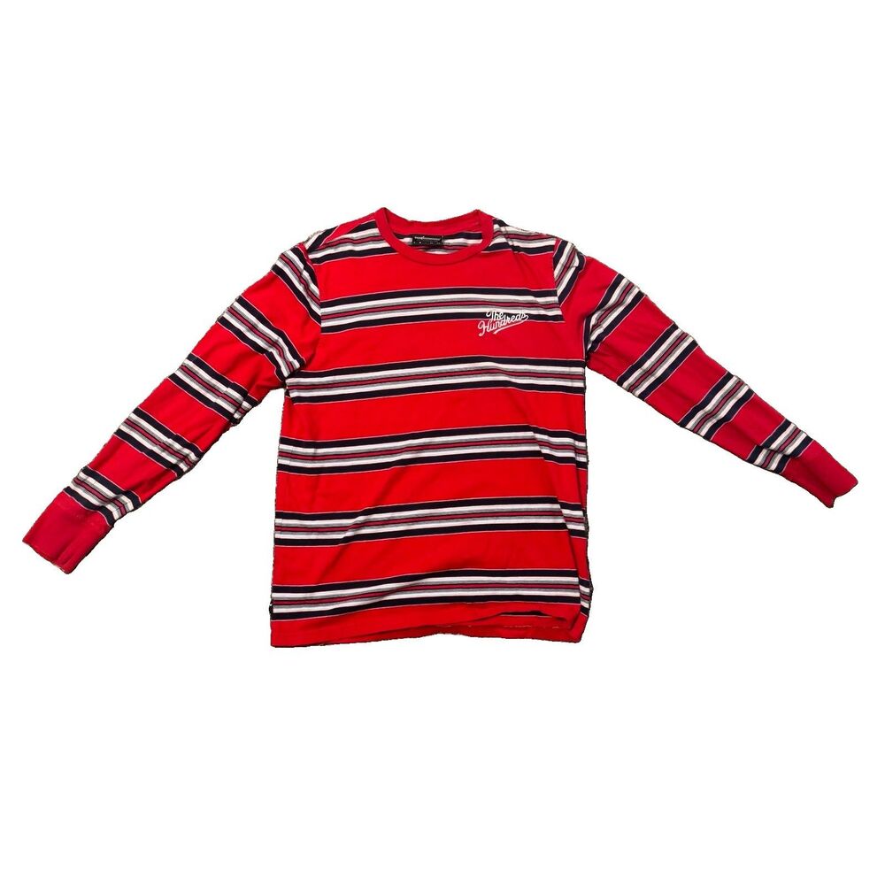 The Hundreds Men's Large Long Sleeve T Shirt Striped Red White Blue Streetwear